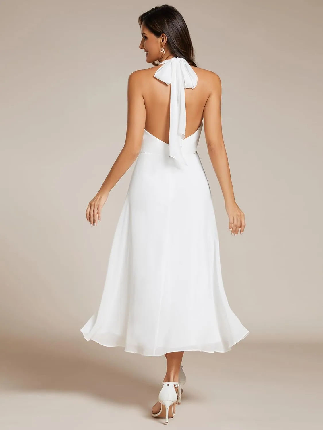 Ever-Pretty Women's Summer Dresses Halter Neck High Low Hem Chiffon Wedding Guest Dress 11926