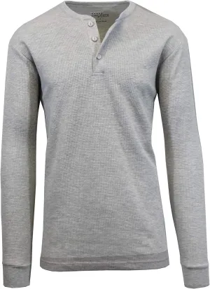Galaxy by Harvic Mens Waffle-Knit Thermal Henley Tees
