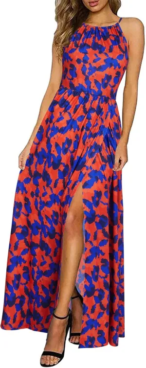 KILIG Women's Summer Maxi Dress 2025 Casual Sleeveless Split Floral Sundress Beach Vacation Flowy Long Dresses