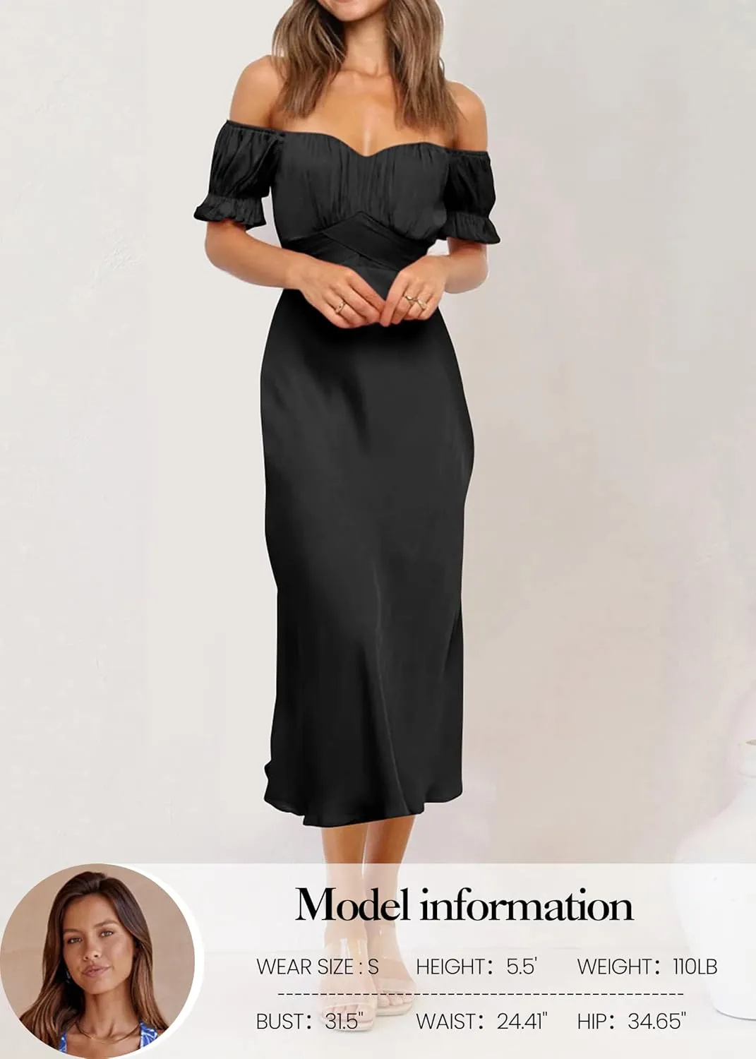 KIRUNDO Women's 2025 Summer Satin Midi Dress Off The Shoulder Wrap Ruched Wedding Guest Party Cocktail Formal Prom Dresses