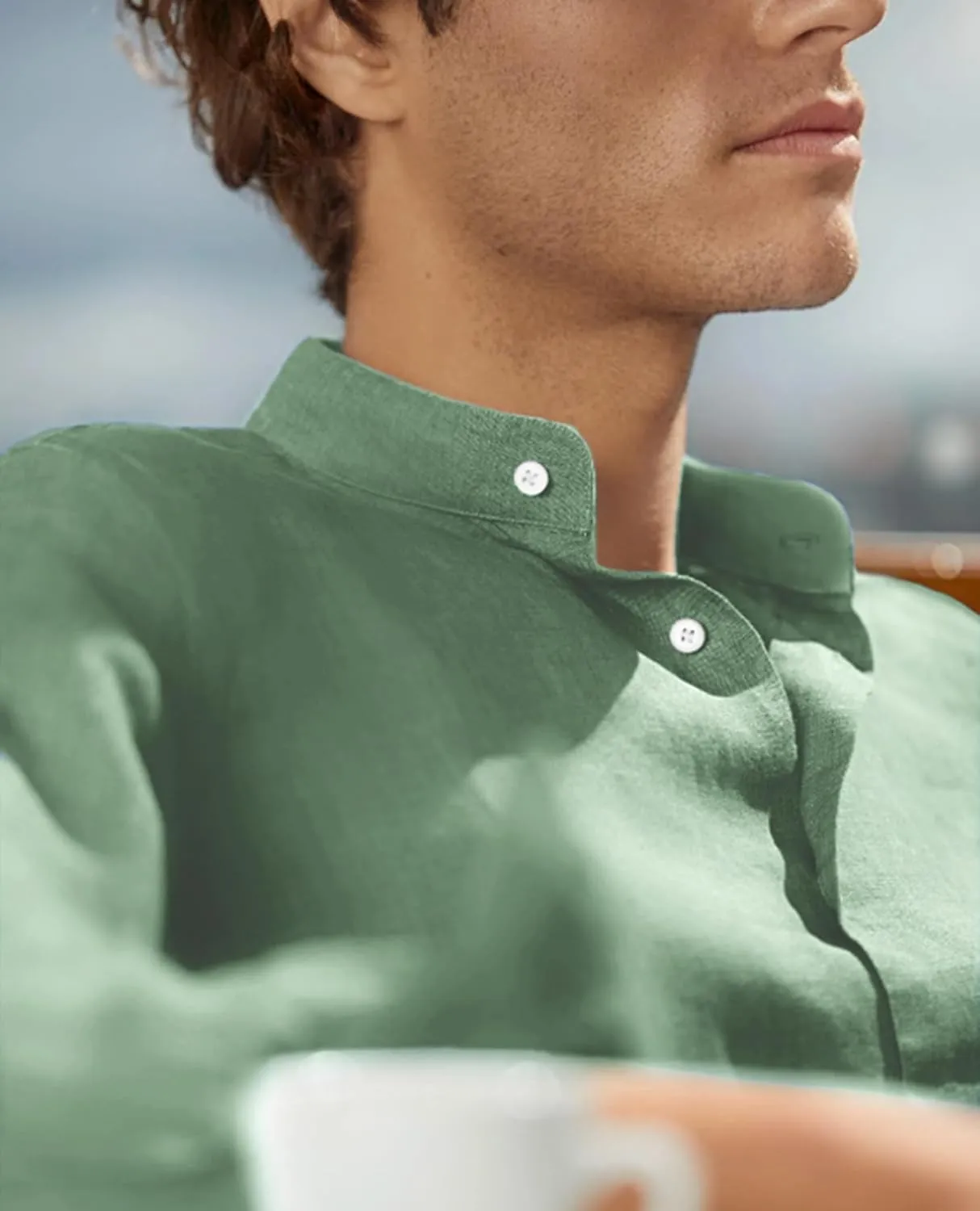 Mens Dress Shirts Wrinkle Free Dress Shirts for Men Long Sleeve Button Down Shirts Banded Collar Shirts