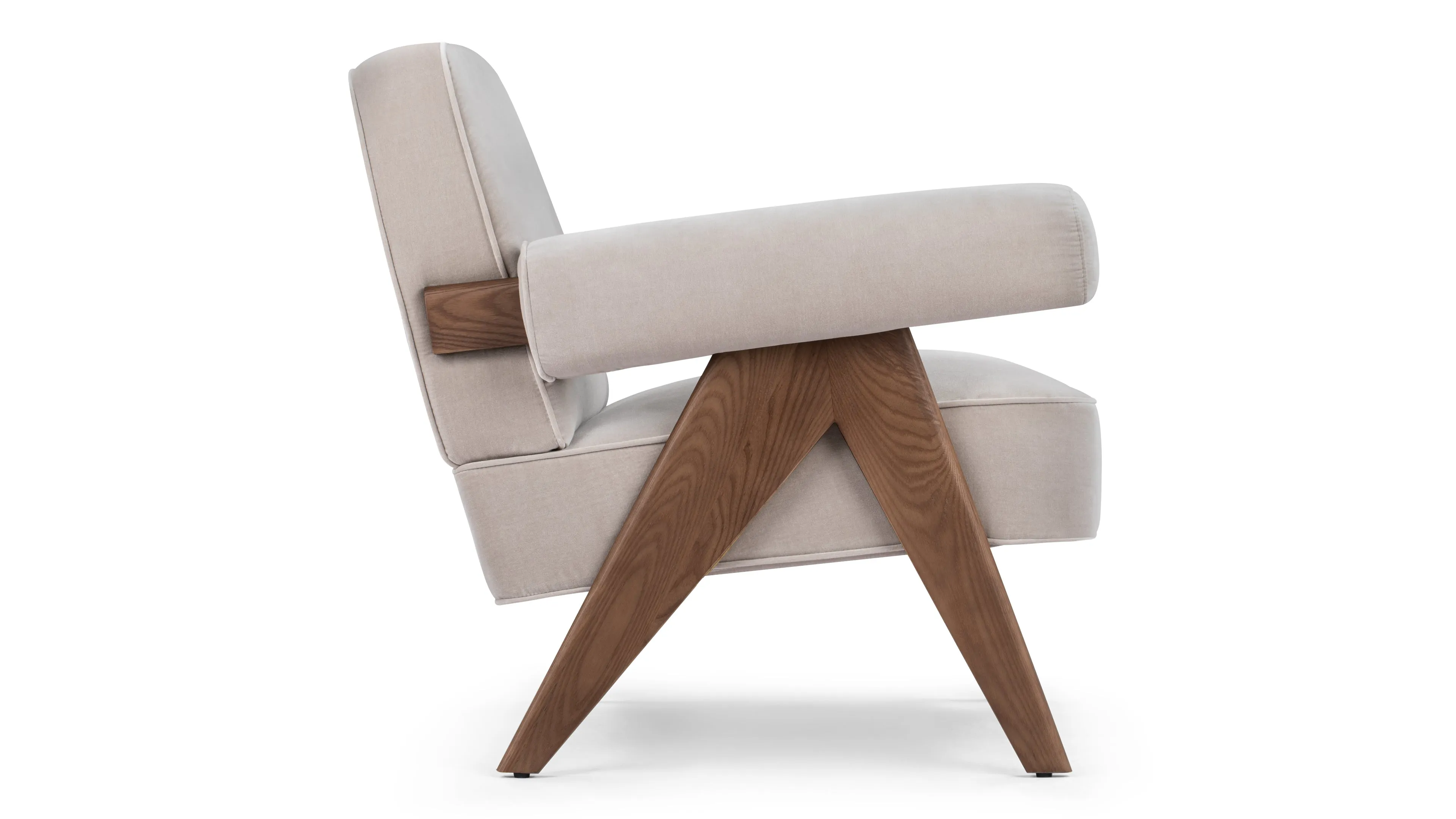 Pierre Jeanneret - Pierre Jeanneret Lounge Chair, Oyster Luxe Velvet