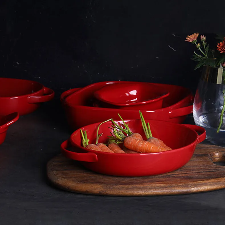 Red Double-Eared Baking Dish