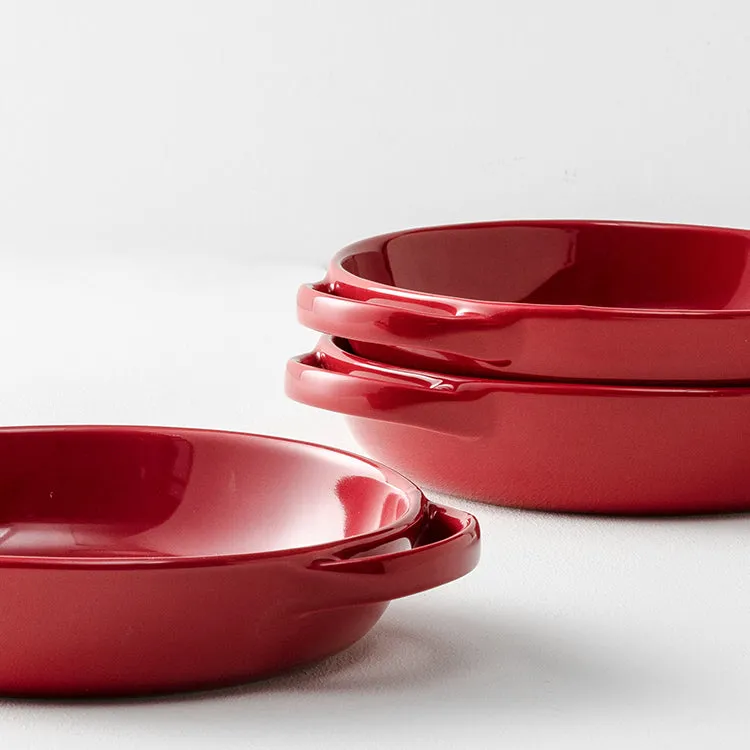Red Double-Eared Baking Dish